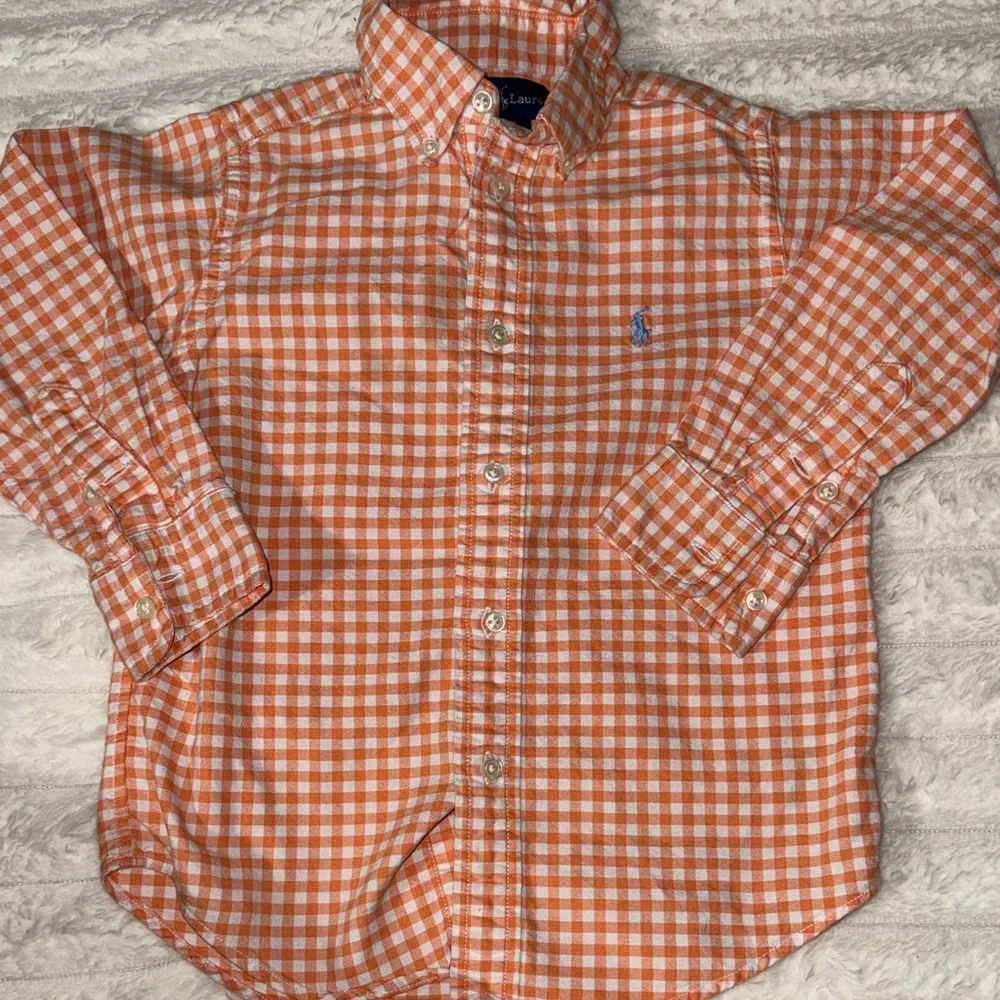 Ralph Lauren Kids Orange Plaid Button-Down Shirt
